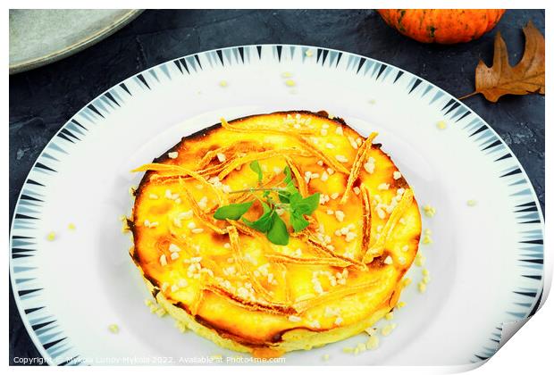 Cottage cheese casserole with pumpkin Print by Mykola Lunov Mykola