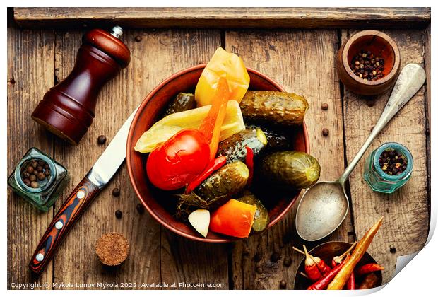 Tasty homemade pickles vegetables. Print by Mykola Lunov Mykola