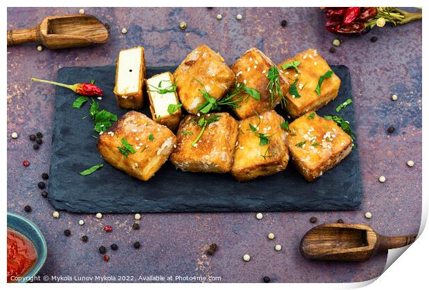 Delicious tofu cheese Print by Mykola Lunov Mykola