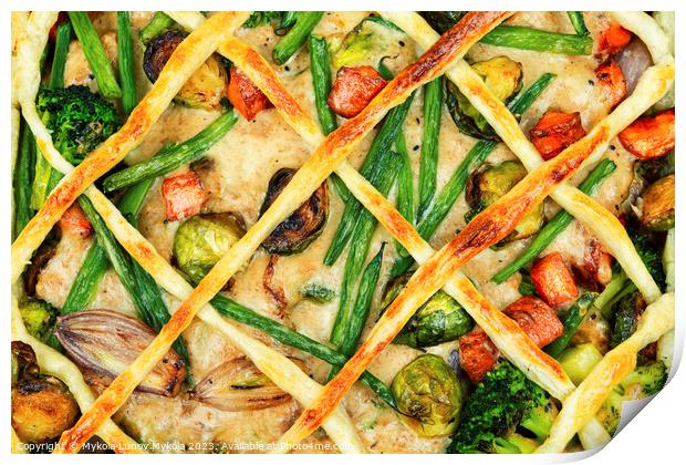 Chicken pie with Brussels sprouts , close up Print by Mykola Lunov Mykola