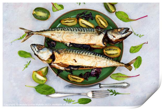 Delicious smoked mackerel fish, seafood Print by Mykola Lunov Mykola