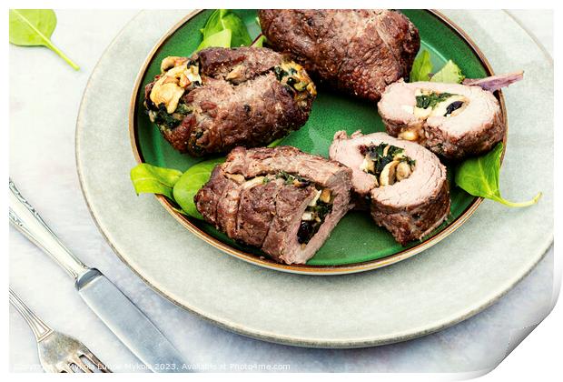 Beef rolls with mushrooms and spinach. Print by Mykola Lunov Mykola