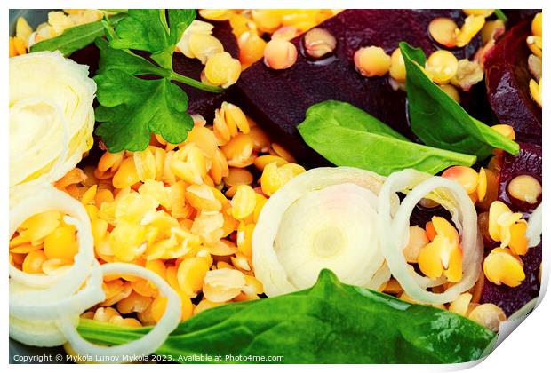 Low calorie lentil salad, food background Print by Mykola Lunov Mykola
