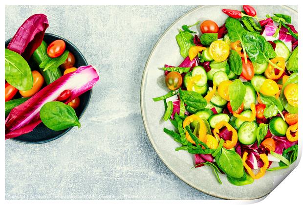 Colorful vegetable salad, top view Print by Mykola Lunov Mykola