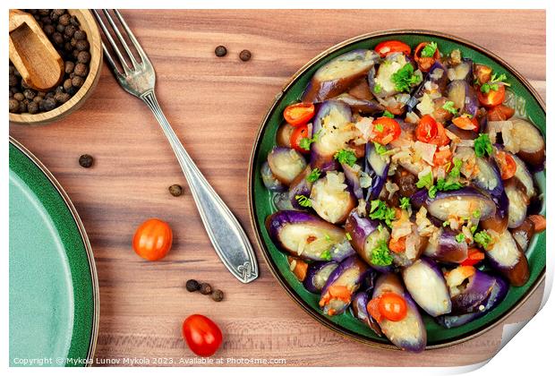 Stew eggplant and tomato salad. Print by Mykola Lunov Mykola