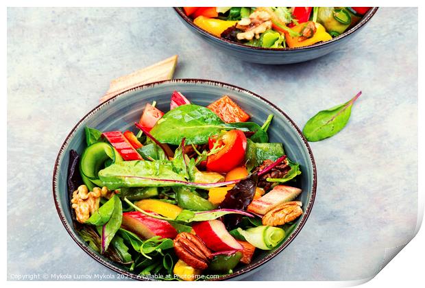 Salad with rhubarb, herbs and nuts. Print by Mykola Lunov Mykola