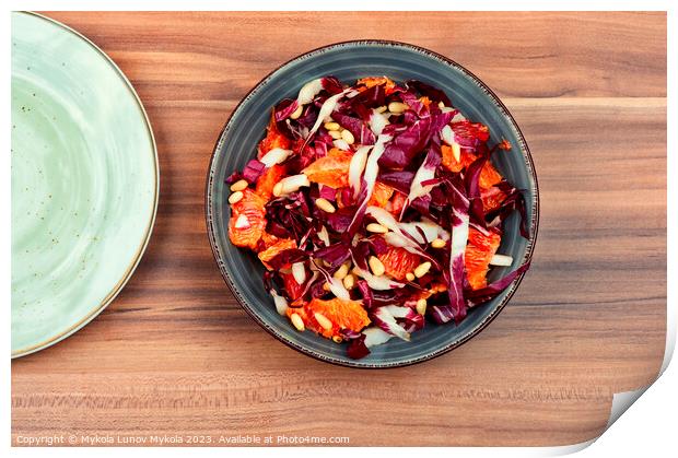 Salad with chicory and orange Print by Mykola Lunov Mykola