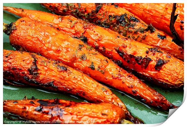 Appetizing baked carrots, close up Print by Mykola Lunov Mykola