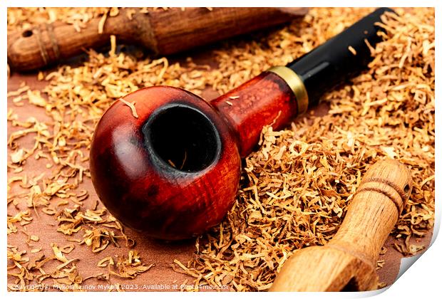 Smoking pipe with tobacco Print by Mykola Lunov Mykola