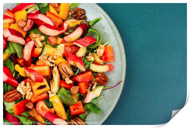 Salad with rhubarb, herbs and nuts. Print by Mykola Lunov Mykola
