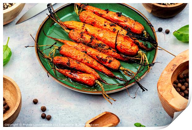 Healthy homemade roasted carrots Print by Mykola Lunov Mykola