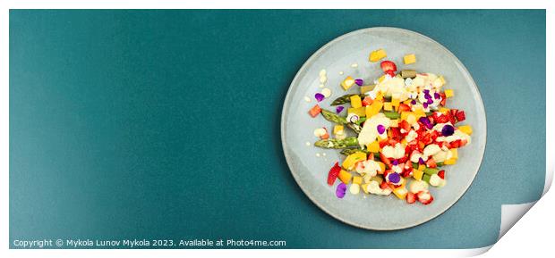 Fruit salad with asparagus,recipe place Print by Mykola Lunov Mykola