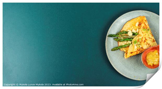 Omelet with greens, space for text Print by Mykola Lunov Mykola