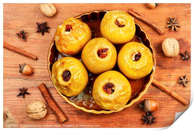 Roasted apples with nuts Print by Mykola Lunov Mykola