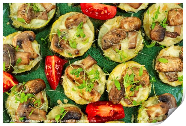 Baked zucchini with mushrooms Print by Mykola Lunov Mykola