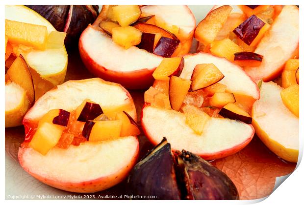 Apple and figs baked with honey Print by Mykola Lunov Mykola