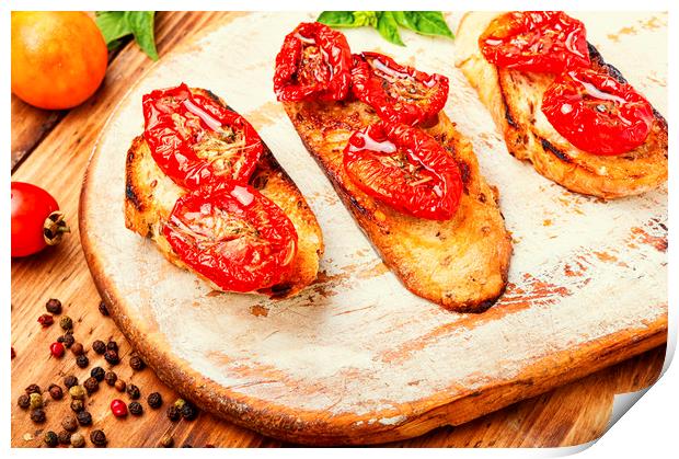 Bruschetta with sun dried tomatoes Print by Mykola Lunov Mykola