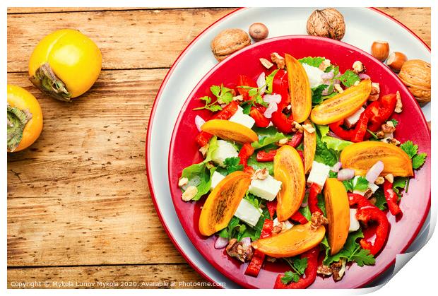 Salad with persimmon Print by Mykola Lunov Mykola