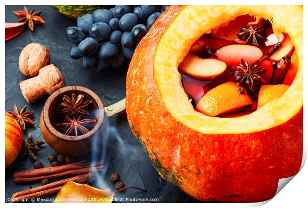 Mulled wine in pumpkin Print by Mykola Lunov Mykola