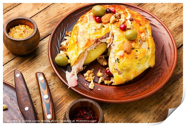 Camembert cheese baked in bacon Print by Mykola Lunov Mykola