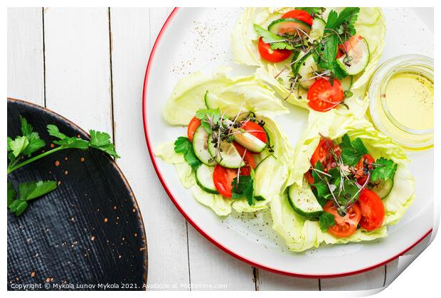 Spring vegetable salad on plate Print by Mykola Lunov Mykola
