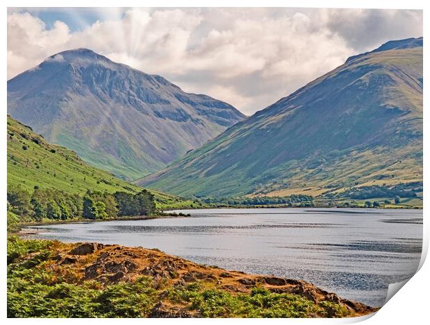Sunrays over Wast Water Print by chris hyde