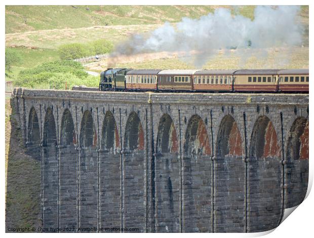 Steam train Braunton on Ribblesdale Viaduct Print by chris hyde