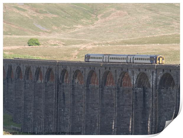 Train Passing over Ribblesdail Viaduct Print by chris hyde