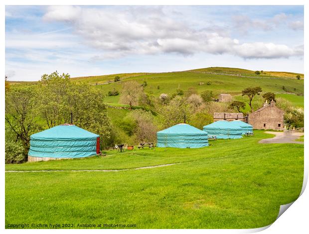 Yurts on Camp Site in Swaledale Print by chris hyde