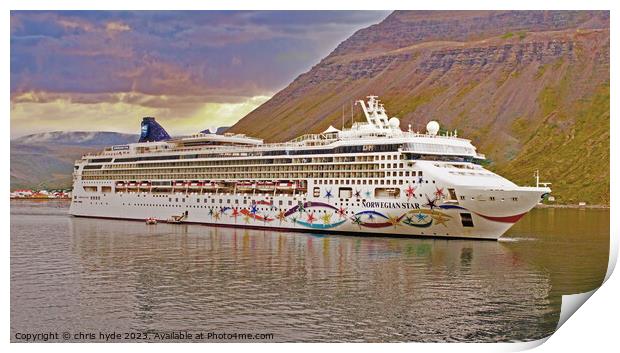 Norwegian Star cruise liner in Iceland Print by chris hyde
