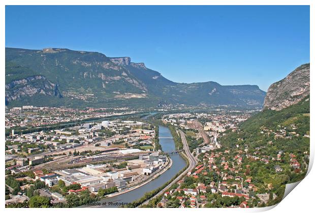 Grenoble River and Alps Print by chris hyde