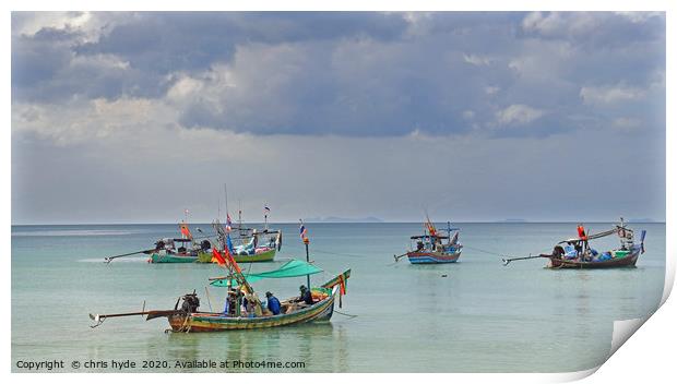 Fishing Boats in Kho Samui Print by chris hyde