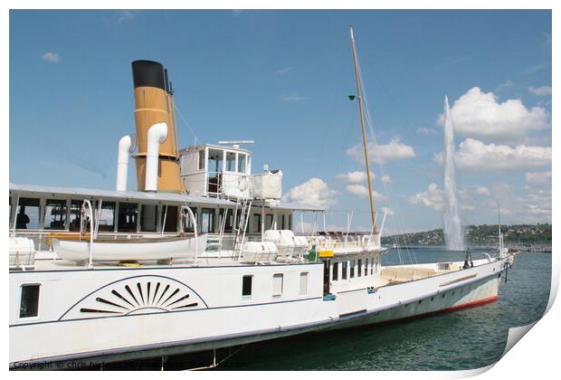 Paddle Steamer Lake Geneva Print by chris hyde