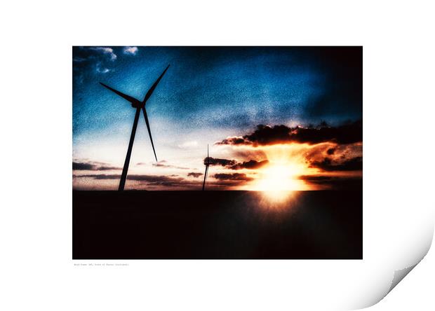 Wind Power: Sunset in Scotland Print by Michael Angus