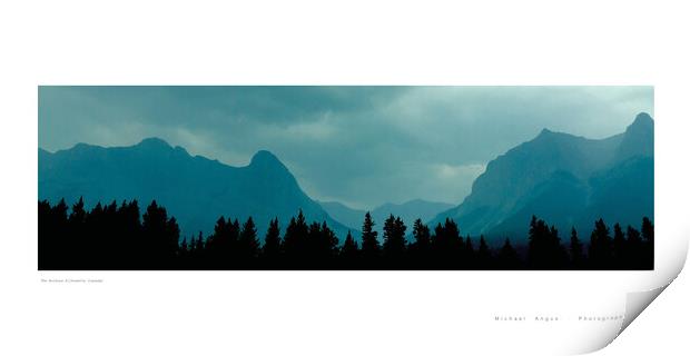 The Rockies Silhouette (Canada) Print by Michael Angus