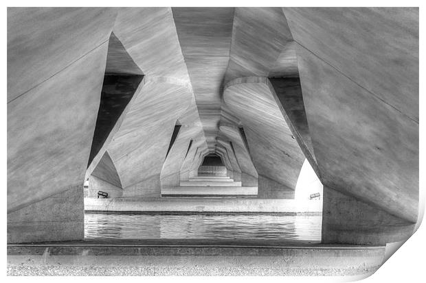 Esplanade Bridge Singapore BW Print by David French