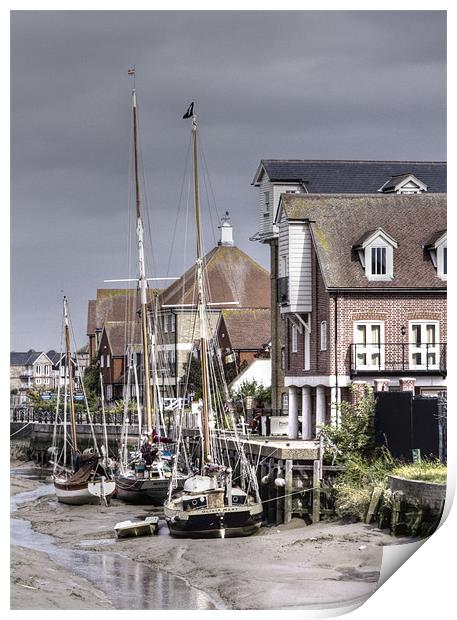 Faversham Creek and Thames Barges Print by David French