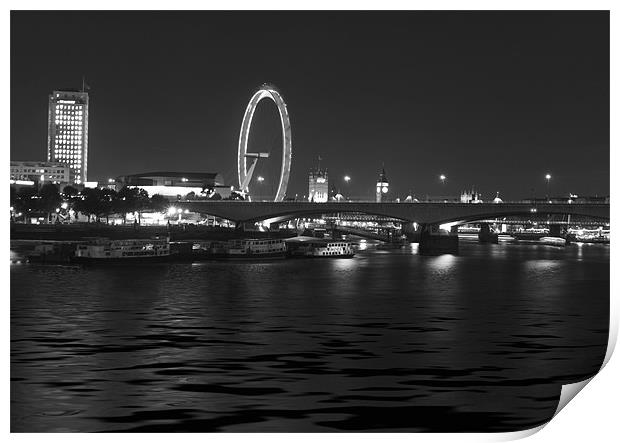 London skyline bw Print by David French