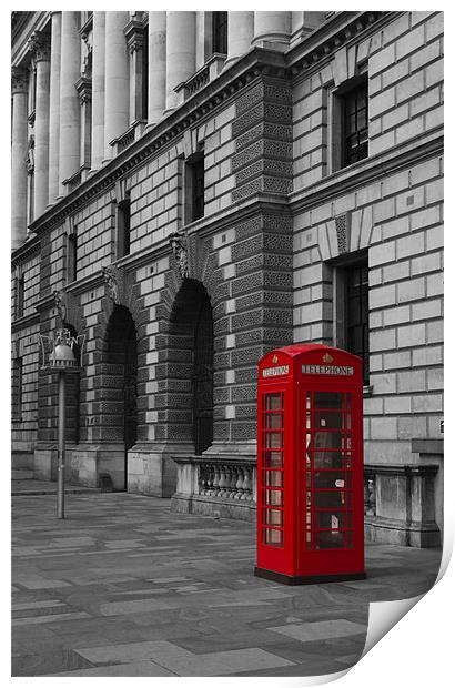 Red telephone box London Print by David French