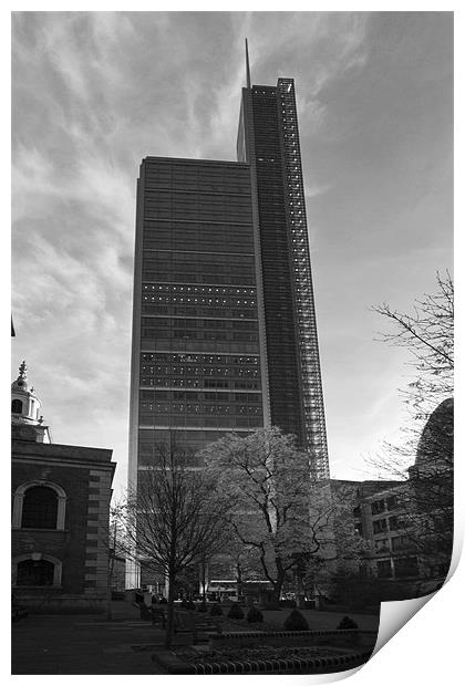 Heron Tower London black and white Print by David French