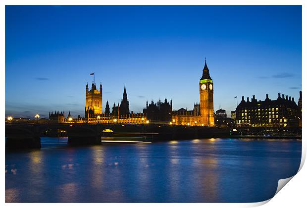 Houses of Parliament Night Print by David French