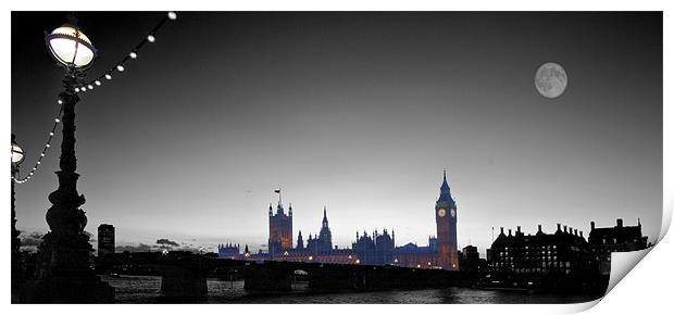 Houses of Parliament  bw Print by David French