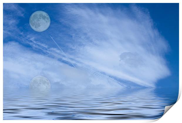 Cloudy moon Print by David French