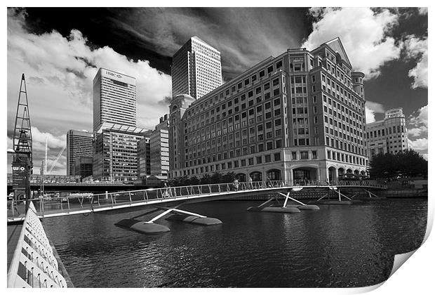 Canary Wharf Docklands bw Print by David French