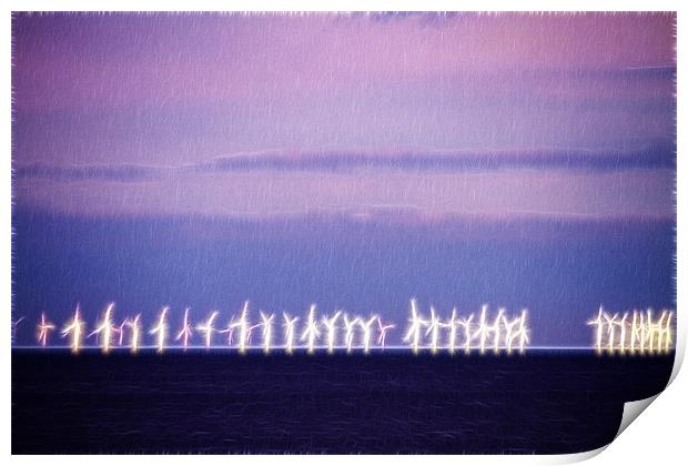 Wind Farm North Sea Fractals Print by David French