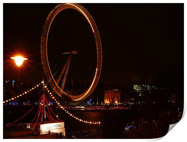 The London Eye on the Southbank of the Thames  Print by David French
