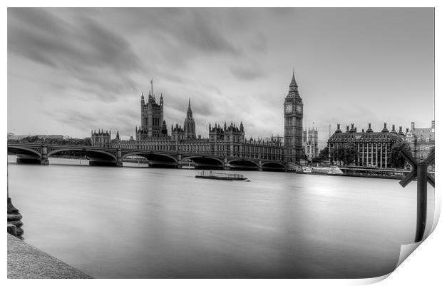 Big Ben and the houses of Parliament  bw Print by David French
