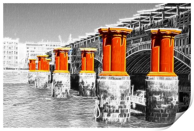 London Thames Bridges Fractals Print by David French