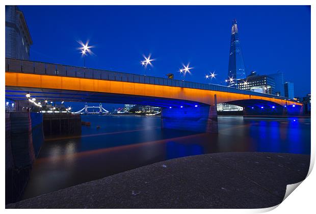 London Bridge Shard night Print by David French