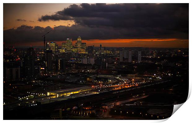  Docklands Skyline Sunset Print by David French